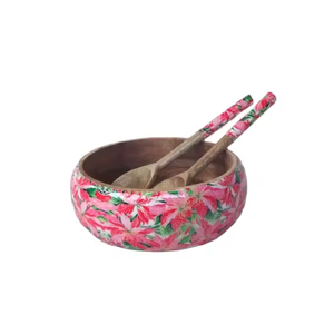 Bol à collation et dessert en bois de manguier fait main, imprimé, émaillé, pour l'iftar, vaisselle de fête et décorations de table - Product Image 1