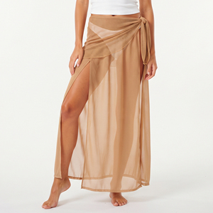 Stylish Transparent Beach Cover-Up <b>Swim</b> <b>Skirt</b> Anti-UV Waterproof Tummy Control Features Elastic Waist 100% Polyester Outerwear - Product Image 1