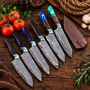 Cuchillo de Chef de Cobre Damasco Premium, Forjado a Mano, Ambidiestro, Acabado de Alto Brillo, Diseño Ergonómico, Mango Personalizado Afilado - Product Image 4