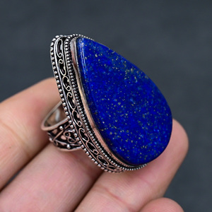 Gorgeous Hot Selling Faceted <b>Lapis</b> <b>Lazuli</b> <b>Ring</b> Handmade 925 Sterling Silver Plated Pear Luxury Premium Grade Vintage Jewelry - Product Image 1