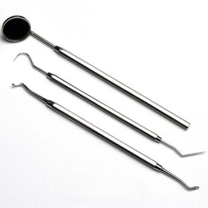 Juego de 4 Instrumentos de Examen Dental: Sonda Dental, Raspador Dental, Espejo Dental, Excavador Dental, Herramientas Manuales de Limpieza Dental - Product Image 1