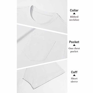 T-shirt blanc à manches courtes et col rond pour homme, coupe classique, couleur unie, en jersey de coton décontracté, respirant, design tricoté teint uni - Product Image 4