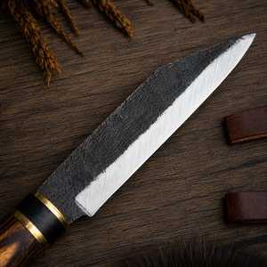 Couteau Viking Seax forgé à la main, couteau de chasse scandinave en acier carbone, lame utilitaire pour la survie en forêt avec manche en bois - Product Image 3