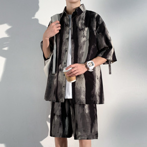 Ensemble de chemises à manches courtes pour hommes OEM 2026 – Nouvelle collection été décontractée, style coréen, color-block, coupe ample, imprimé - Product Image 6
