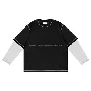 Wholesale Heavyweight Graphic Boxy <b>Waffle</b> Hip Hop Screen Printing for Men Double Layer Oversized Long Sleeve T-<b>shirt</b> Men's <b>Shirt</b> - Product Image 3