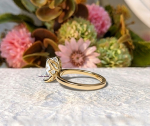 2.50 Ct Radiant Cut Lab Grown <b>Diamond</b> Solitaire Engagement <b>Ring</b> IGI Certified Solid 14K Yellow Gold Lotus Petal Four Anniversary - Product Image 5