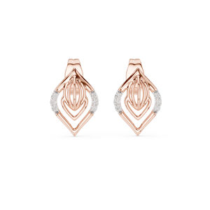 Boucles d'oreilles en or jaune 14 carats avec diamants de laboratoire ronds pour femmes |   Vêtements de fiançailles |   Nouveau diamant cultivé - Product Image 3