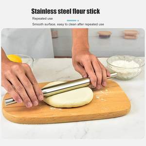 Hot Seller <b>Bakeware</b> Supplies Ergonomic Handle Stainless Steel Rolling Pin Ideal for Chapati Roti Pizza Dough and Pastry Sheets - Product Image 5