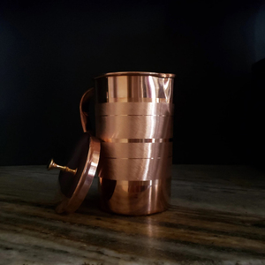 Elegant Engraved Copper Jug with Brass Handle Premium Water Pitcher for Dining Home Decor Kitchenware Restaurant <b>Accessories</b> - Product Image 3