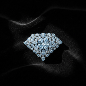 Broche de Plata de Ley con Moissanita Azul de Lujo, Diseño Floral Geométrico Personalizado, para Bodas, Aniversarios, Fiestas, Trajes, Regalos - Unisex - Product Image 2