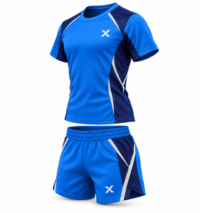 Vêtements de gymnastique pour jeunes et enfants |   Bleu marine à blocs de couleurs - Six couleurs |   Vêtements de sport en Spandex/Polyester |   Séchage rapide anti-odeur | - Product Image 3
