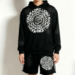 Conjunto de Sudadera con Capucha y Pantalones Jogger Holgados de Algodón Personalizado, Estilo Vintage, Impresión DTG Completa, con Efecto Desgastado y Acabado Sucio Casual - Product Image 5