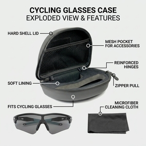 Estuche Rígido para Gafas de Ciclismo con Cierre, Bolsillo de Malla y Estuche de EVA - Product Image 1