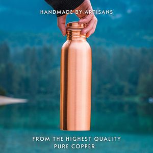 ALTAMASH CRAFT Handmade Classic Pure <b>Copper</b> Water Bottle 1.0 L <b>Screw</b>-On Lid Leak Proof for Outdoor Office Gift - Product Image 1