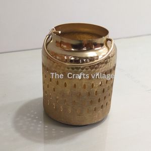Contemporary Silver Metal <b>Lantern</b> with Cut Out Design Side Handle Stylish Tabletop <b>Tea</b> <b>Light</b> Holder for Indoor Outdoor Home - Product Image 2