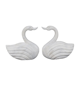 Ensemble de sculptures élégantes de cygnes en marbre blanc, statue d'oiseaux amoureux, cadeau romantique de mariage - Product Image 5