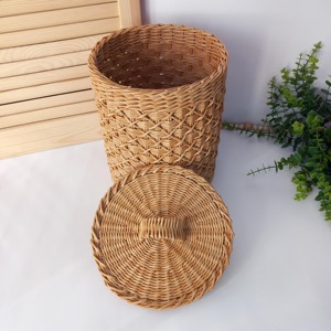Cesta de basura ecológica de ratán, perfecta para uso en interiores, dormitorio, oficina y organización del baño, tejida a mano en India. - Product Image 6