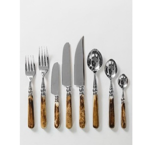 Ensemble de couverts en métal minimaliste avec poignées fines, finition miroir haute brillance, couverts durables pour la restauration et l'usage domestique - Product Image 3
