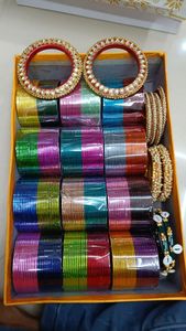 Bracelets en verre plaqué argent faits à la main avec pierres, ensemble de mariée de haute qualité pour femmes, couleurs et tailles personnalisées - Product Image 4