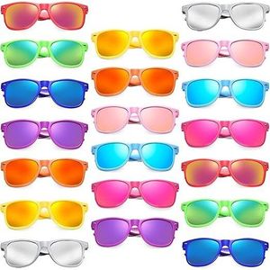 Pibupibu Confezione da 10/20 Occhiali da Sole Neon All'Ingrosso, Stile Retrò Anni '80, Lenti Colorate a Specchio per Donne e Uomini - Product Image 1