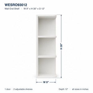 Factory Direct 9 x 30 Inch <b>Wall</b> End Open <b>Shelf</b> Cabinet <b>White</b> Shaker RTA Wholesale Vietnam Factory - Product Image 3