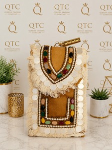 Bolso de mano de terciopelo con cuentas estilo bohemio, cartera tipo sobre con flecos, hecho a mano, para fiesta, festival, mujer - Product Image 2