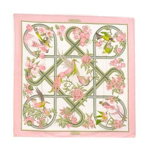 Premium Pink Floral Bird Print <b>Scarf</b> for Women and Girls Vintage Inspired Fashion Wrap Stylish <b>Square</b> <b>Scarf</b> Format Fashion Style - Product Image 1