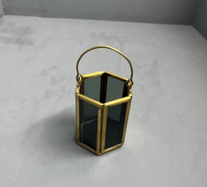 ARTISAN DESIGN Handmade High Quality <b>Mini</b> Black Glass Votive <b>Lantern</b> Candle Holder Hanging Tabletop Decorative Irregular Shape - Product Image 2