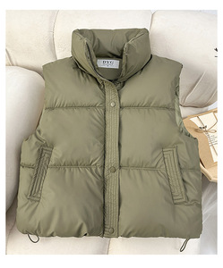 Gilet matelassé unisexe chaud 100% haute qualité coupe-vent d'hiver décontracté sans manches avec col roulé rembourré - Product Image 3