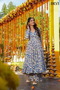 Hermoso Vestido Anarkali de Diseño Indio-Pakistaní, Tela de Algodón y Seda, Bordado Elegante, para Bodas, Casual, Tradicional, Ropa Femenina - Product Image 5