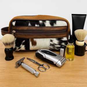 Trousse de Toilette de Voyage en Cuir Pleine Fleur Véritable Cuir de Vachette pour Sac, Kit de Soins Personnels Unisexe avec Fermeture Éclair, Vente en Gros, Personnalisable LHON-0017 - Product Image 1