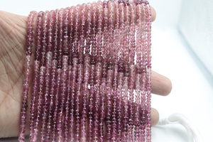 Cuentas facetadas de turmalina rosa AAA de 3-4 mm, 16 pulgadas, cuentas redondas para la fabricación de joyería, cuentas al por mayor - Product Image 2