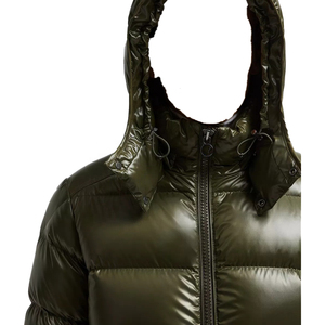 Veste matelassée pour homme, couleur vert olive, à capuche, col montant, fermeture éclair, rembourrée de duvet, coupe-vent, manteau d'hiver décontracté - Product Image 3