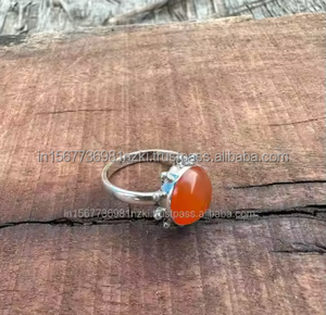 Anillo de cornalina Natural de Plata de Ley 925, anillo de boda de diseñador hecho a mano con chapado en rodio, regalo de San Valentín para ella - Product Image 6