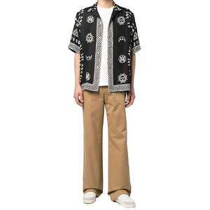 Pantalon de travail robuste en coton coupe droite taille haute pour homme, style cargo multi-poches avec fermeture éclair - Product Image 1