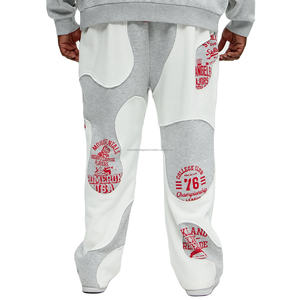 Pantalones de chándal acampanados apilados de pierna ancha con logotipo personalizado de trabajo de panel vintage 100% algodón de cintura media para hombre más vendidos - Product Image 6