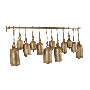 Ensemble de cloches de Noël vintage en laiton, ornements décoratifs faits à la main, forme irrégulière, finition antique - Product Image 5