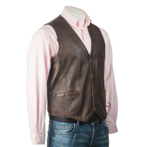 เสื้อกั๊กหนังสีทึบสำหรับผู้ชายเสื้อกั๊กหนังแขนกุดสำหรับนักขี่จักรยานฤดูหนาว - Product Image 5