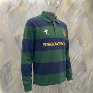เสื้อรักบี้แขนยาวลายทาง Snowgrace ปักโลโก้ คอปกพับได้ ทรงปกติ สำหรับเด็กผู้ชาย - Product Image 2