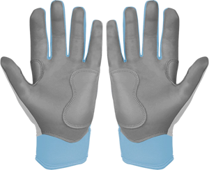 Guantes de Bateo de Cuero Premium Blancos y Azul Cielo con Acolchado de Cuero y Cierre de Velcro Unisex para Adultos Adiha impex - Product Image 2