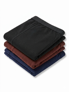 Unipads Pantalons menstruels en coton sans ailettes, design boxer classique, marron foncé, bleu marine, noir, modèle UNI - Product Image 3