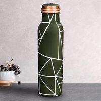 Bouteille d'eau en cuivre écologique à motif floral moderne avec couvercle en cuivre, portable pour la maison et les voyages