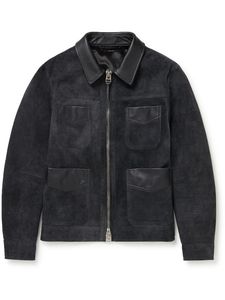 Veste en toile cirée noire pour homme, col rabattu, fermeture éclair, style workwear, coupe classique, couleur unie, pour l'automne - Product Image 3