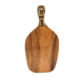 Tabla de Madera Suar de Grado Alimenticio con Incrustaciones de Bambú y Cáscara de Coco, Bandeja para Servir Hecha a Mano, Artesanía de Bali, Utensilios de Cocina, Decoración del Hogar - Product Image 1