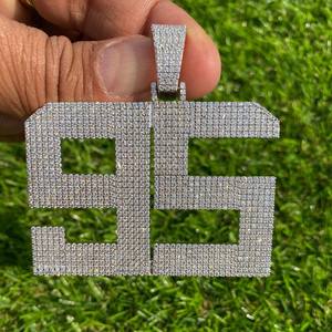 Joyería Hip Hop de Lujo, Colgante con Número de Moissanita VVS Certificada por IGI, Plata de Ley 925, Collar Personalizado Unisex - Product Image 5