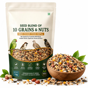 Mélange de 10 Grains et Graines pour Nourrisseur d'Oiseaux, Recharge 1kg, Aliment Naturel Riche en Protéines, Soutien Digestif et Immunitaire pour Tous les Oiseaux - Product Image 1