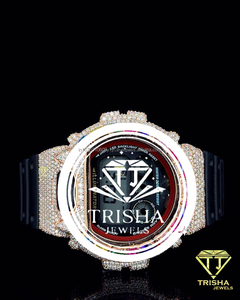 นาฬิกาเพชรโมอิสซาไนต์ VVS ประดับเพชรเรนโบว์แบบ Iced Out ตัวเรือนเงินแท้ 925 นาฬิกาดิจิตอลแบบ Iced Out - Product Image 1