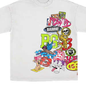 Camiseta Blanca de Manga Corta Extra Grande para Hombre con Estampado de Dibujos Animados, Estilo Urbano, Cuello Redondo, Tela Jersey - Product Image 5