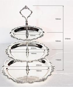 New design two tier square metal serving stand with ornate cutwork design and polished silver finish perfect for desserts snacks - Product Image 6