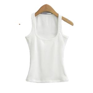 Solide U-cou sans manches femmes sans manches réservoir culture gilets été nouveau Sexy haute Stretch sans manches gilet - Product Image 3